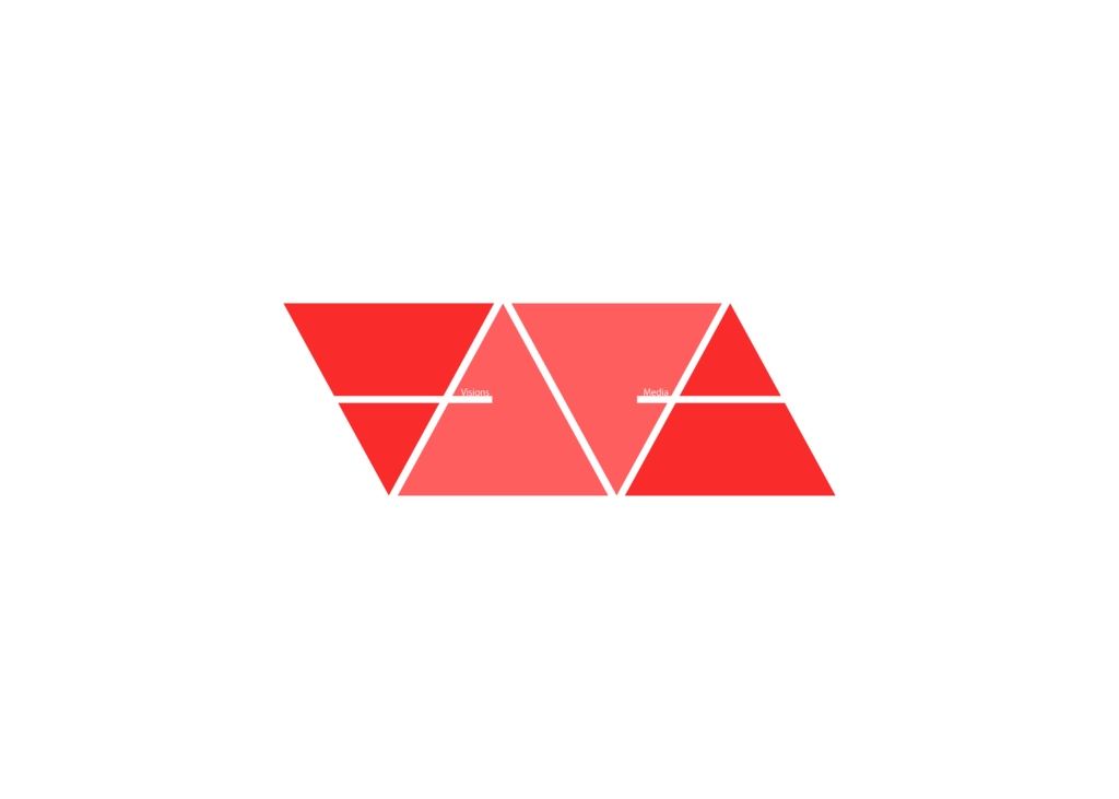 Red geometric logo of Visions Media with the brand name placed centrally.